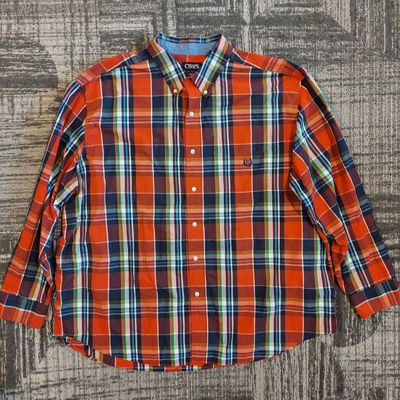 LONG SLEEVE CHAPS EASY CARE RED PLAID - SIZE 3XB - Picture 1 of 5